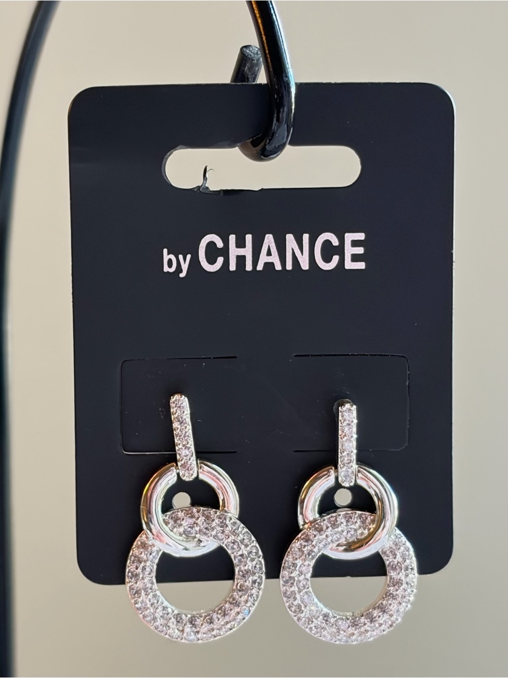 ✨by CHANCE Crystal Pavé Linked-Ring Pierced Earrings NWT On Card